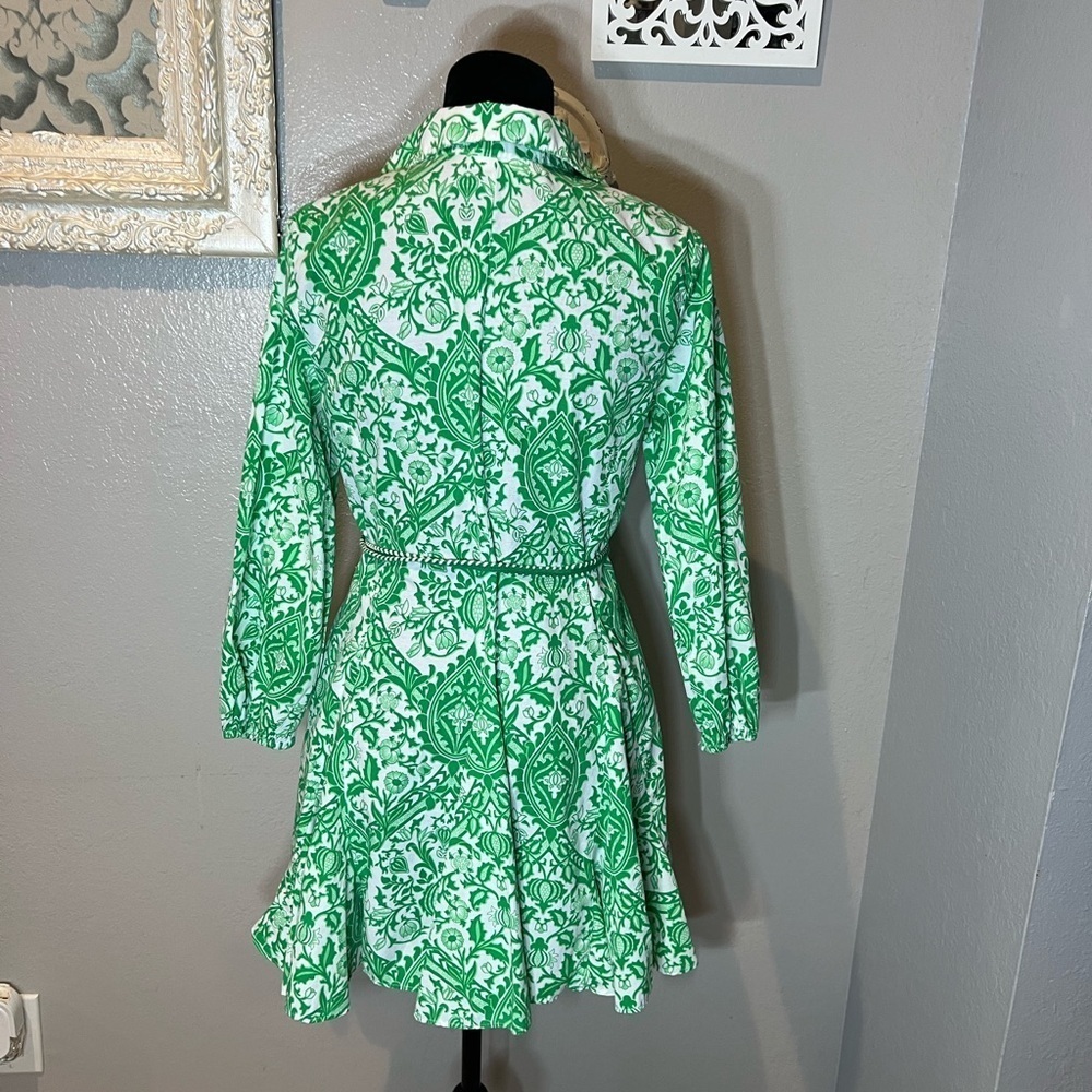 Galita Green and White Paisley Button Up Dress - Picture 8 of 10